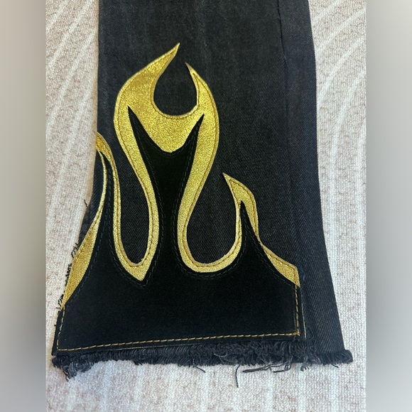 After Party Leather Flame Levi's 505 Jeans woman’s Sz 30 High Rise Vintage - Picture 10 of 11